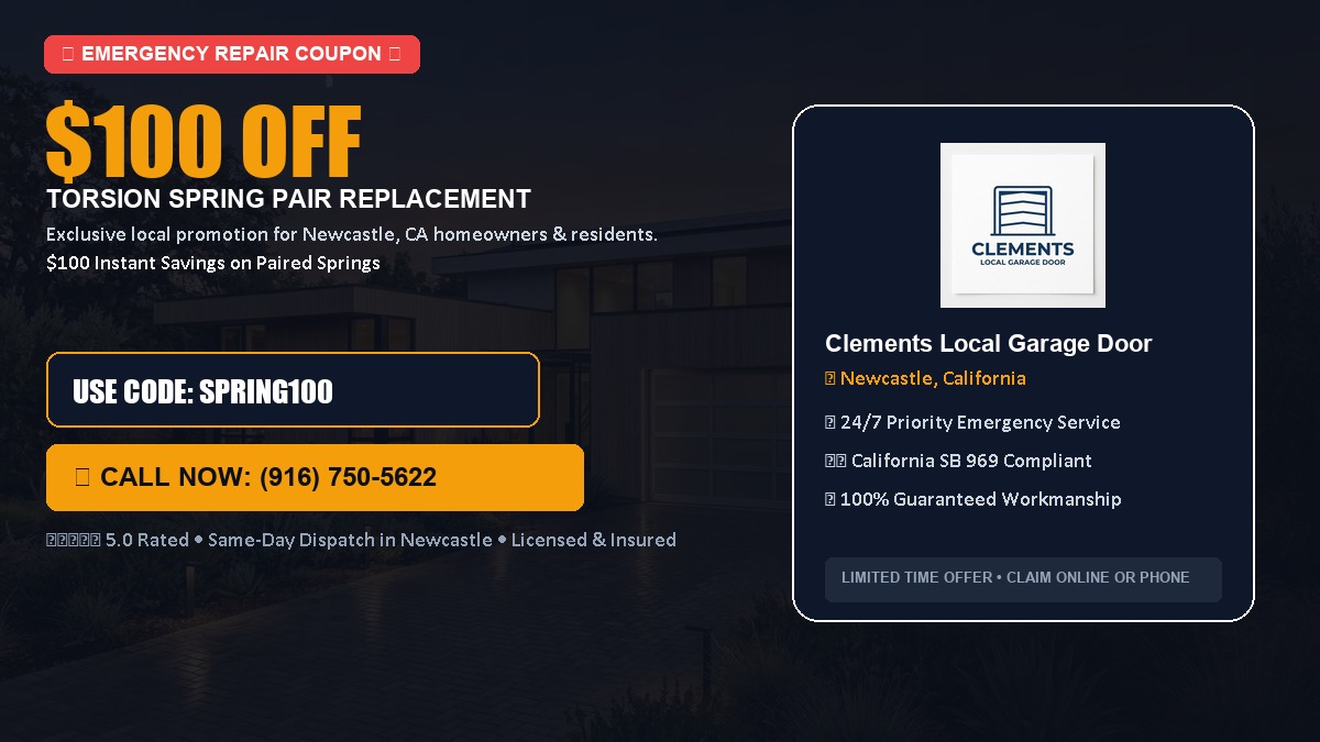 $100 OFF Heavy-Duty Torsion Spring Pair Replacement in Newcastle, CA